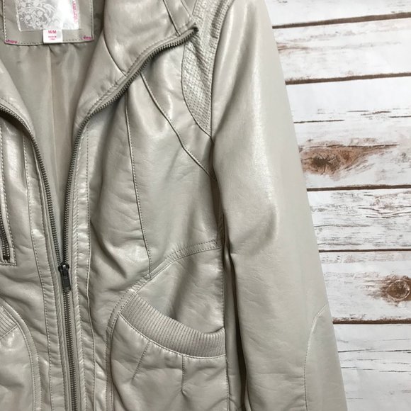 Xhilaration Cream Faux Leather Jacket - Picture 3 of 8